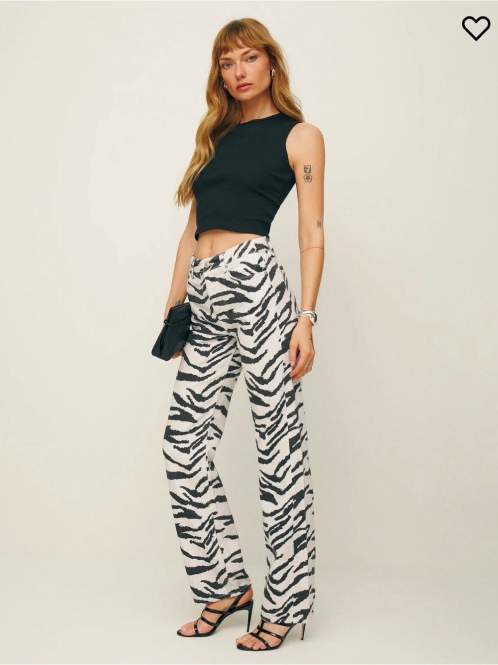 NWT Reformation high rise straight leg rigid zebra print maximalist jeans sz 29